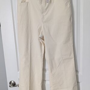 Talbots Women's Light Cream Cordoury Wide Leg Flare Jeans Size 12 NWT